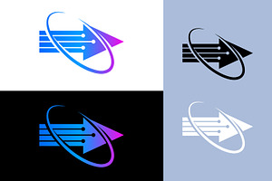 Technology Logo Arrow and Network, a Branding & Logo Template by Signatoro