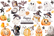 Watercolor Halloween Clipart PNG, a Seasonal Illustration by MockupWizard (Thumbnail 1 of 5)