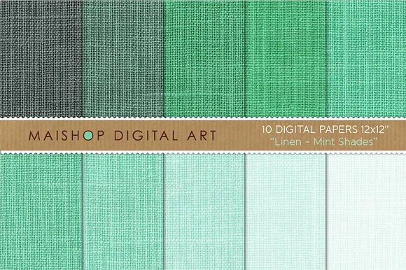 Digital Paper Linen Mint Shades preview 4