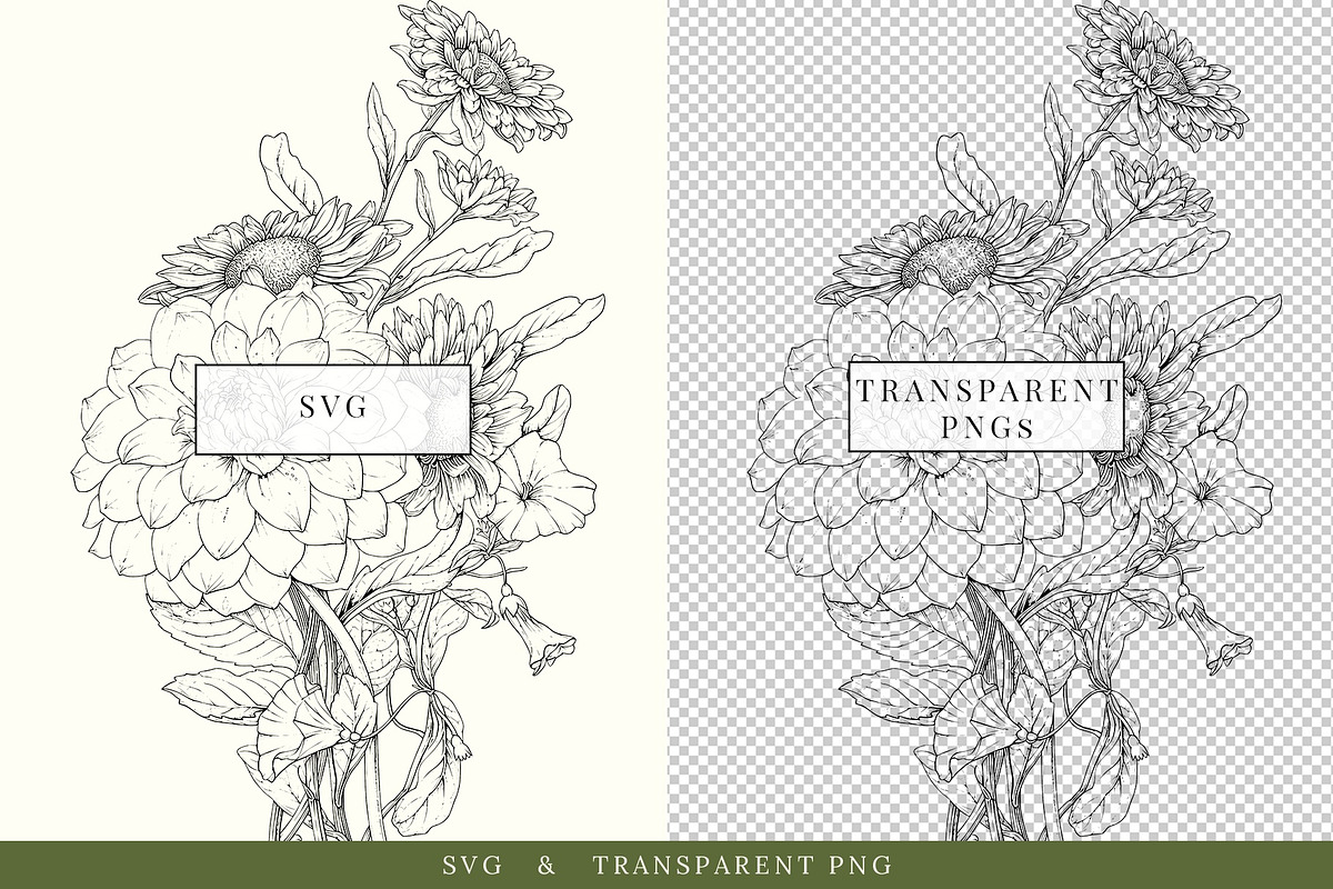 Botanical Floral Line Art Collection, a Decorative Illustration by AW Studios (Photo 9 of 9)