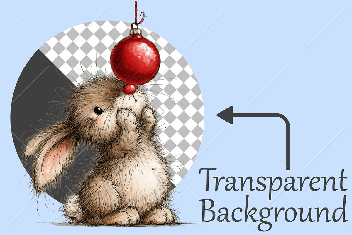 Whimsical Christmas Bunny Clipart, a Seasonal Illustration by Canvas Craft (Photo 2 of 10)