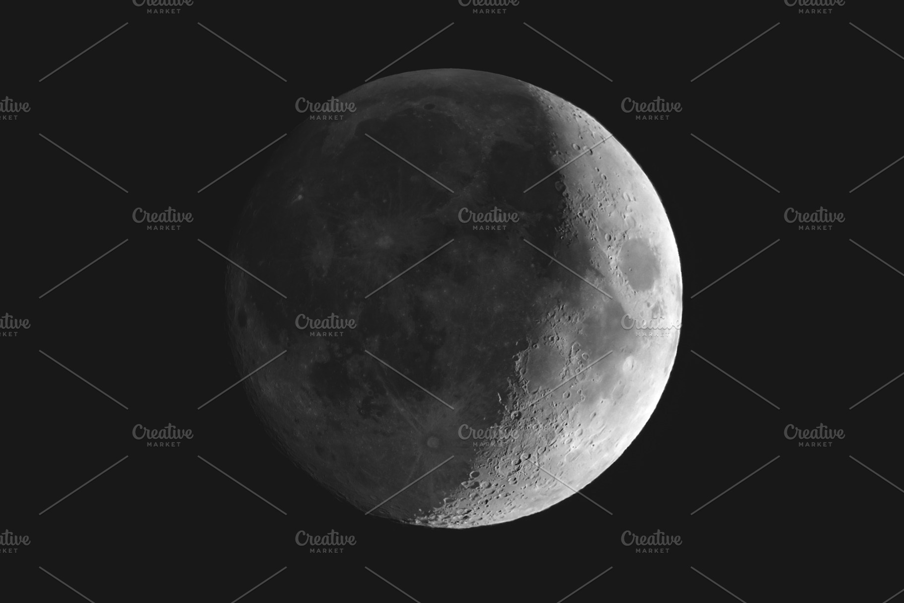 Waxing crescent moon seen with a telescope, a Photo by WorldOfPhotos