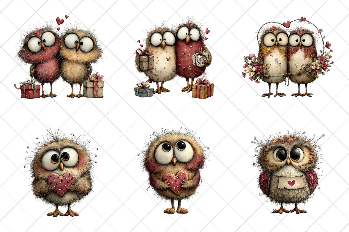 Valentine Day Owl Clipart, an Illustration by SinaCreation (Photo 3 of 7)