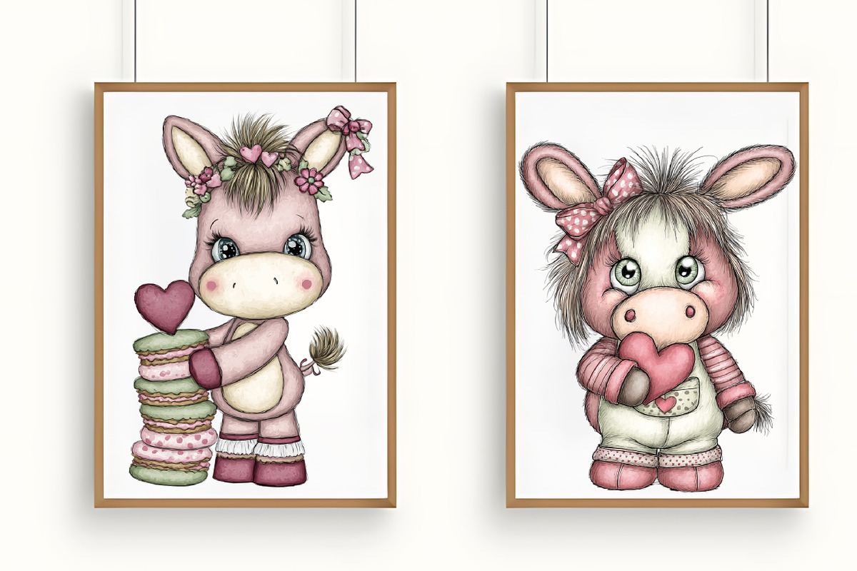 Whimsical Valentine Donkey Clipart, an Animal Illustration by RobertsArt (Photo 5 of 7)