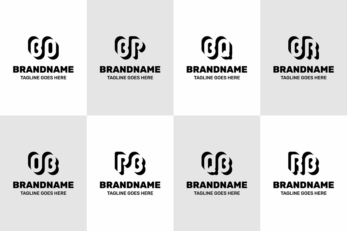 Letters BO OB BP PB BQ QB BR RB Logo, a Branding & Logo Template by Pray Art Design Studio (Photo 1 of 2)