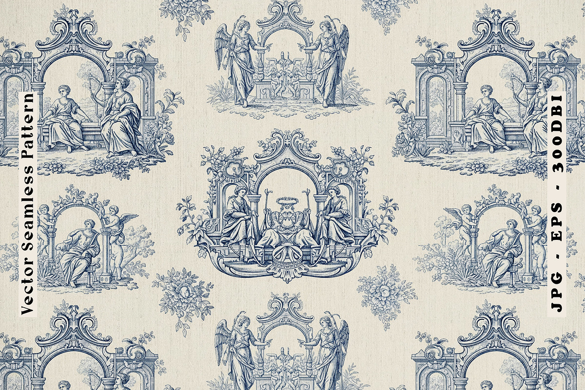 Toile de Jouy Seamless Vector, a Pattern Graphic by one-touch (Photo 1 of 10)