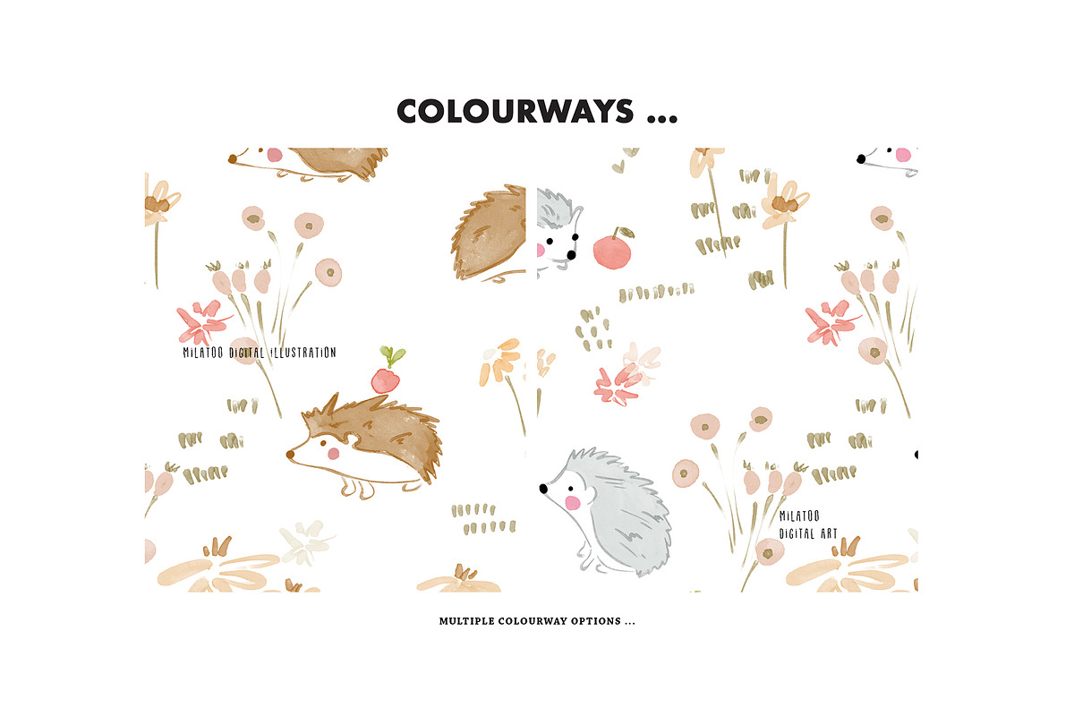 Apple gatherer hedgehog fall pattern, a Pattern Graphic by Milatoo (Photo 4 of 4)