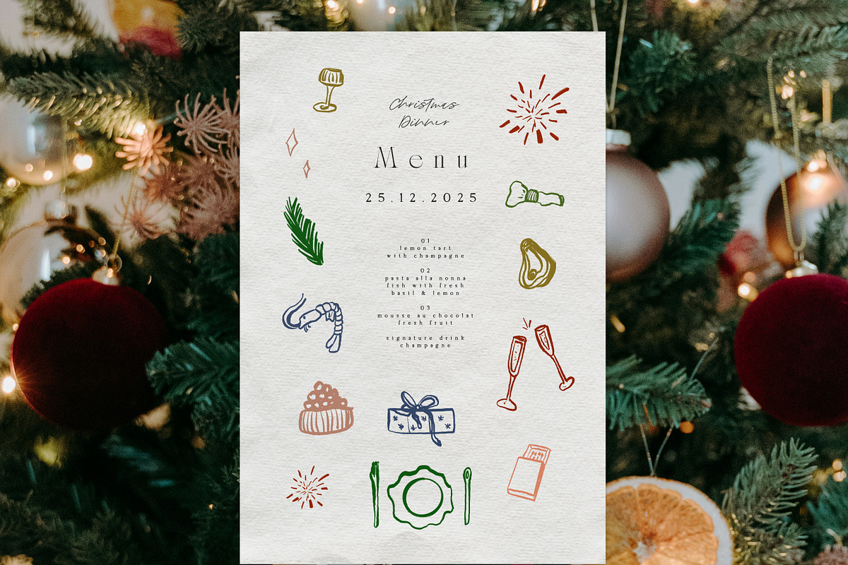 Hand Drawn Christmas Line Art Icons, an Object Graphic by Laras Wonderland (Photo 8 of 9)
