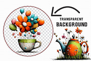 Whimsical Floral Tea Party Clipart, an Illustration by Libby Wishes (Thumbnail 3 of 6)