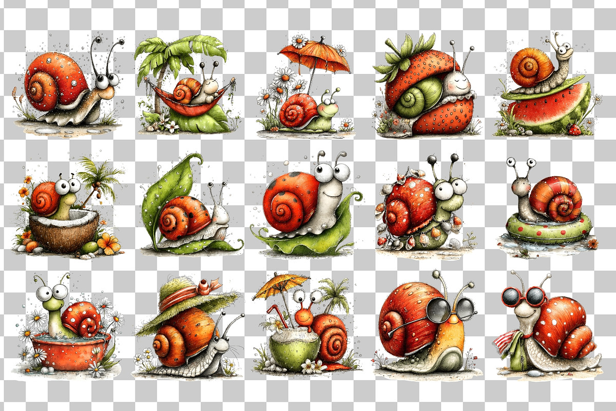 Summer Snail PNG Clipart Watercolor, a Seasonal Illustration by Nicolle's Colorful Art (Photo 4 of 4)