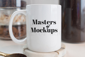 White mug mockup, blank mug stock