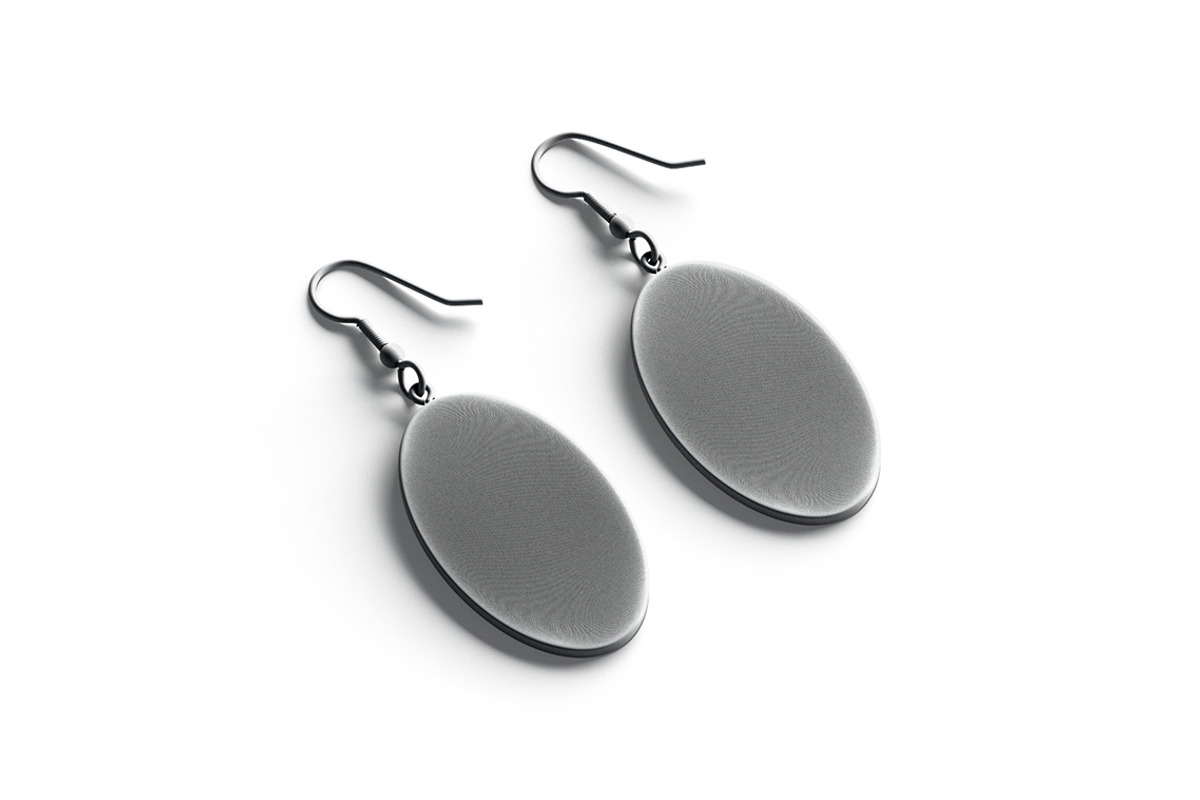 White Oval Earring Jewelry 3D Model, an Object 3D Model by rebrandy (Photo 8 of 9)