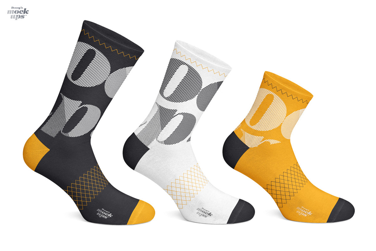 Cycling Socks 3 Types Mockup, an Apparel Mockup by Denny's Mock-ups (Photo 5 of 6)