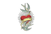 Tattoo Style Birds and Heart, an Illustration by RalucaGheorghe (Thumbnail 3 of 5)