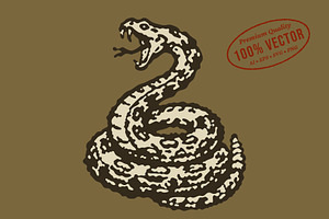 Vintage rattlesnake illustration, an Animal Illustration by lettett