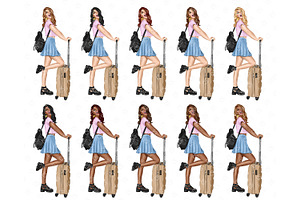 Travel Planner Clip Art Illustration