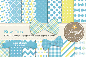 Bow Ties Digital Paper & Clipart, a Pattern Graphic by JennyL Designs