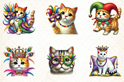 Mardi Gras Cute Cats Sublimation, an Illustration by DreamCafeArt (Thumbnail 2 of 3)