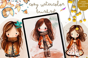 87 COZY PROCREATE WATERCOLOR BRUSHES