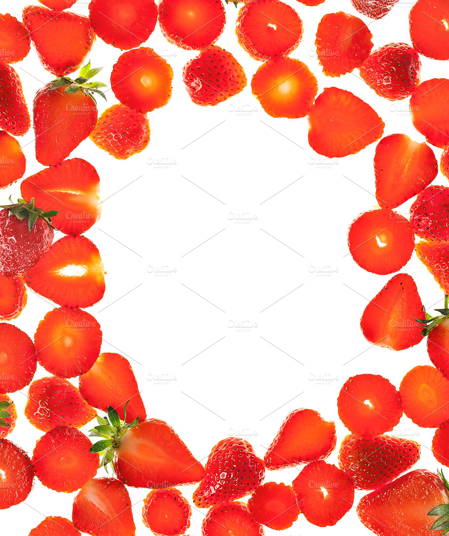 Strawberry Slices Fresh Red Backround Featuring Background Berry And Border