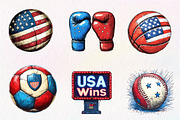 Patriotic Sports Elements Clipart, an Illustration by CreationArt (Thumbnail 5 of 5)