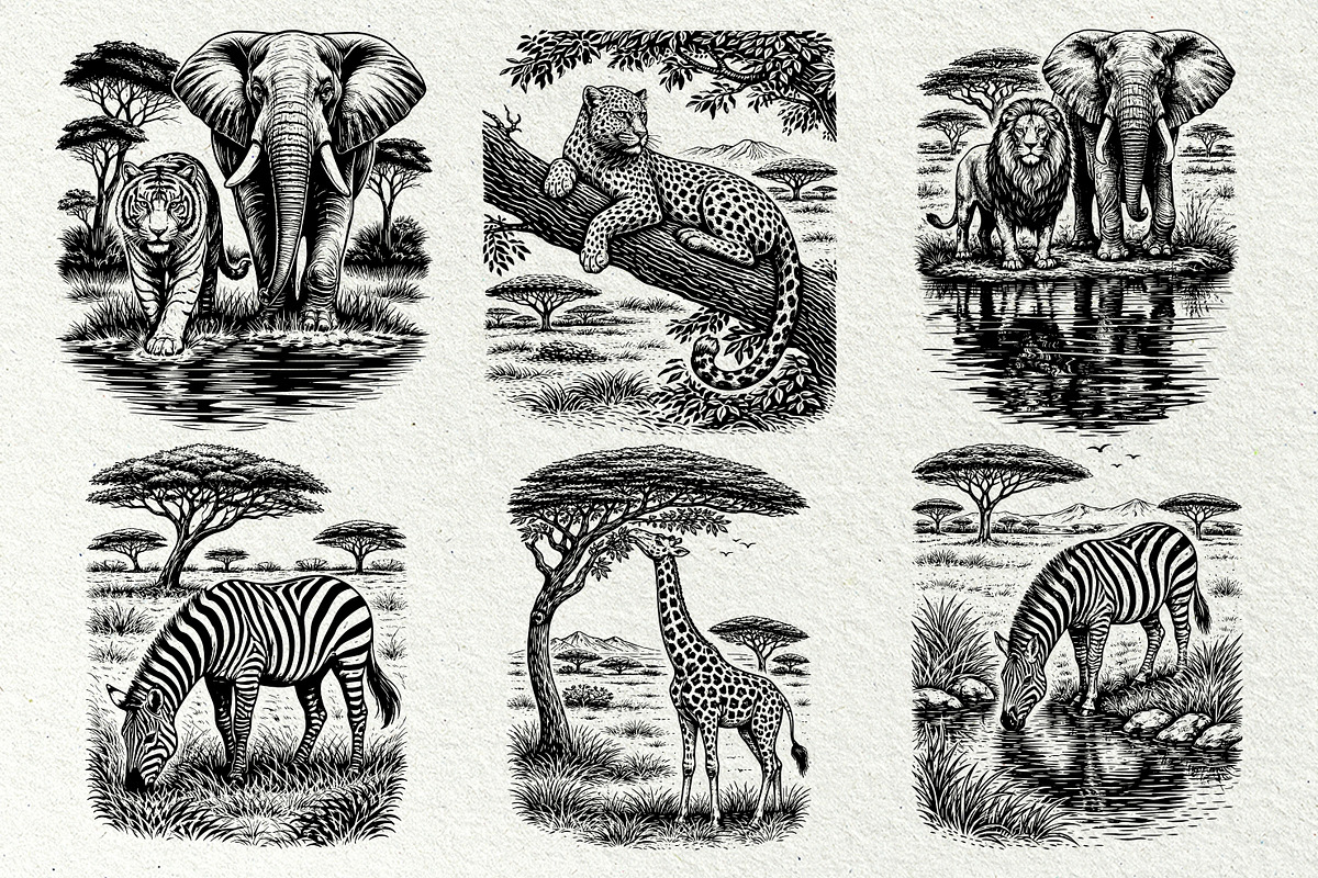 Savannah Scene Wildlife Graphics, an Animal Illustration by DENIDigitalArtSudio (Photo 4 of 8)
