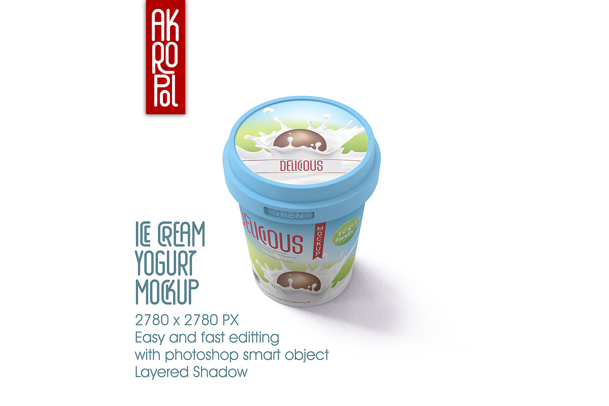 Yogurt Ice Cream Mockup, a Cups & Container Mockup by akropol (Photo 4 of 6)