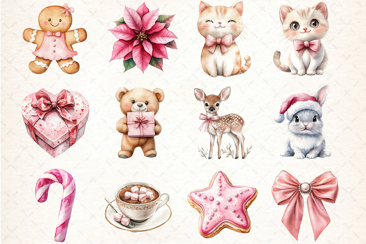 Kawaii Coquette Christmas Clipart Bu, an Illustration by DreamCafeArt (Photo 4 of 4)