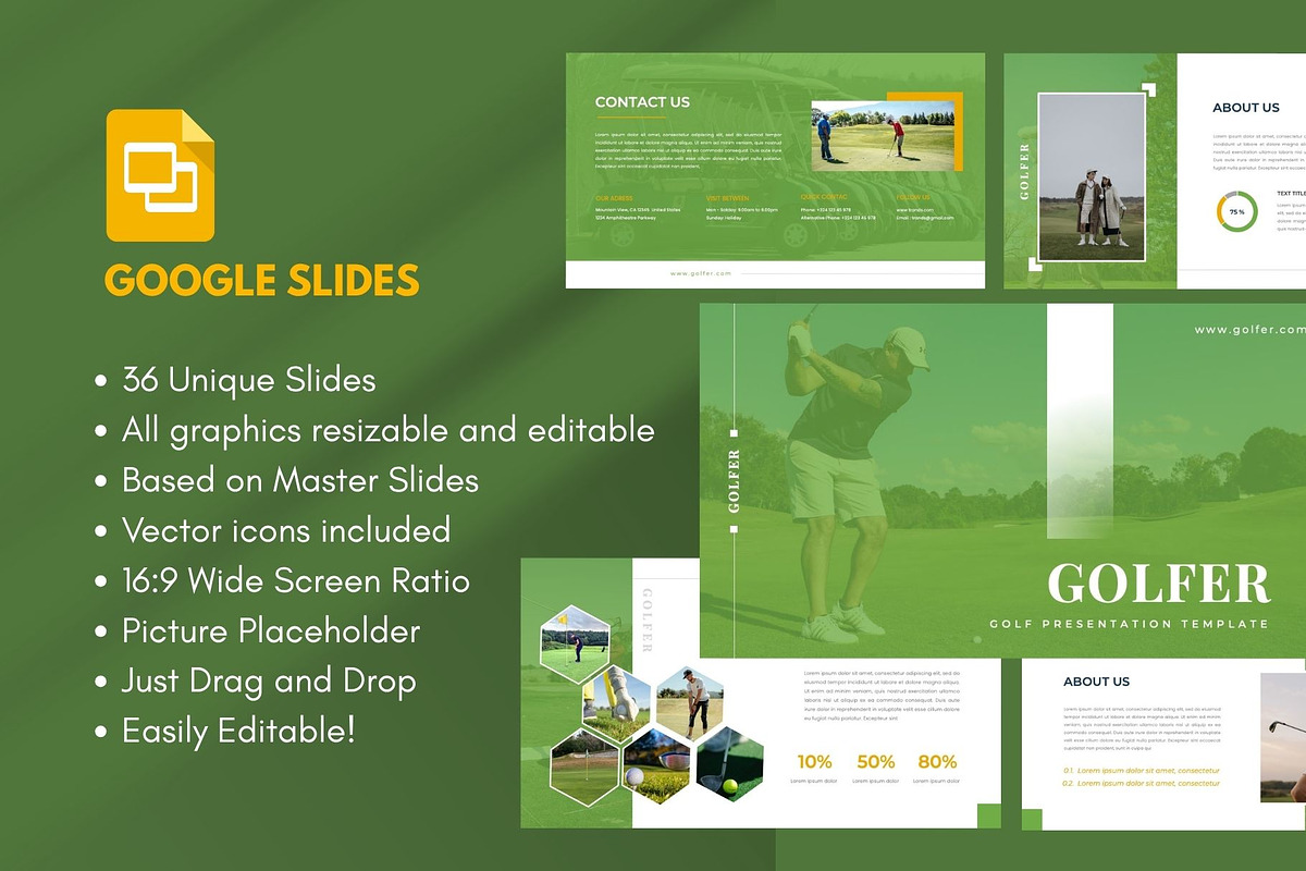 GOLFER  Golf Club Google Slide, a Presentation Template by Rizki Herdian (Photo 1 of 5)