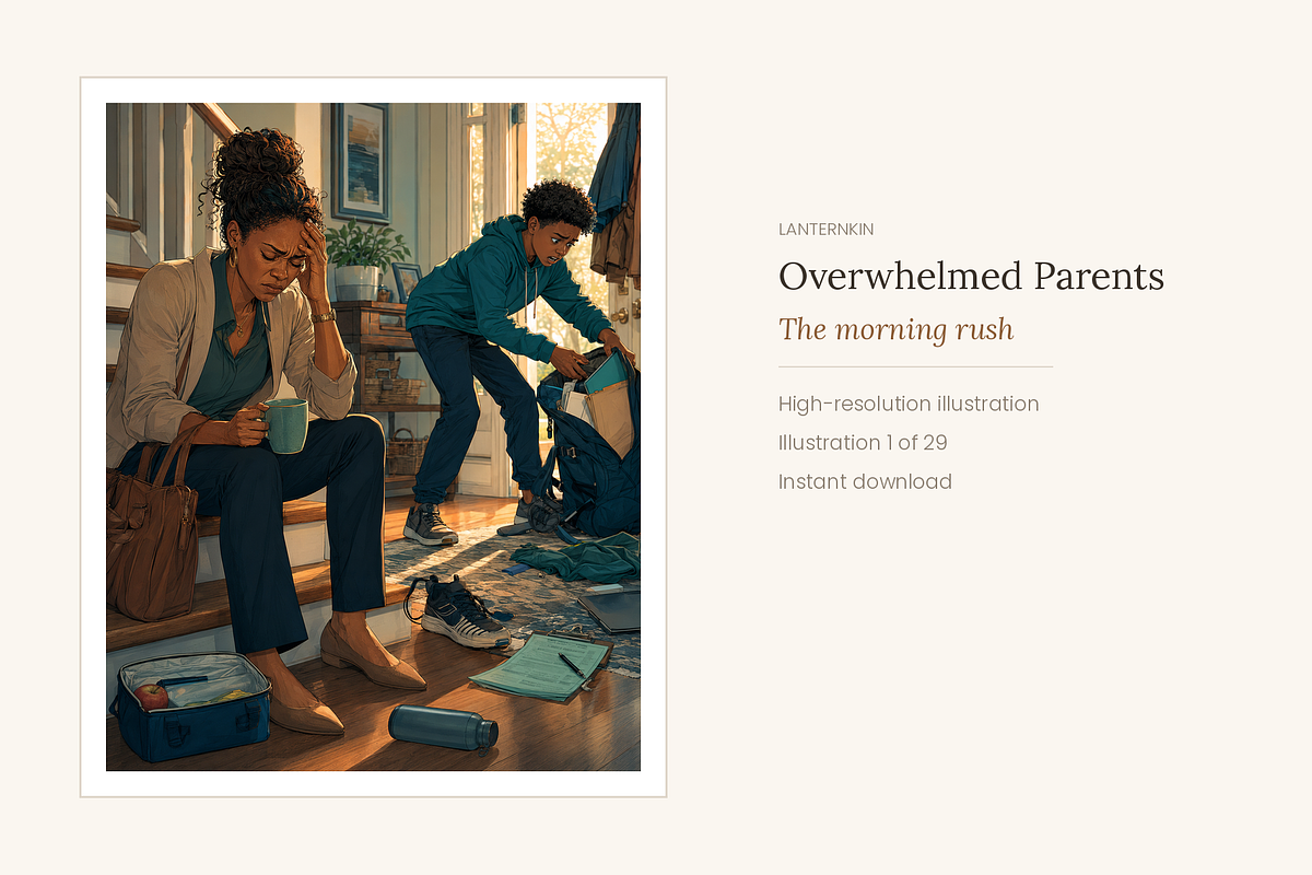 Overwhelmed Parents, Set of 29, a Person Illustration by LanternkinStudio (Photo 11 of 14)