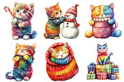 Rainbow Christmas Cat Clipart, an Illustration by Daily.Designs (Thumbnail 3 of 5)