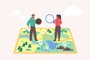 Tourism map orienteering create, an Illustration by Lemberg Vector
