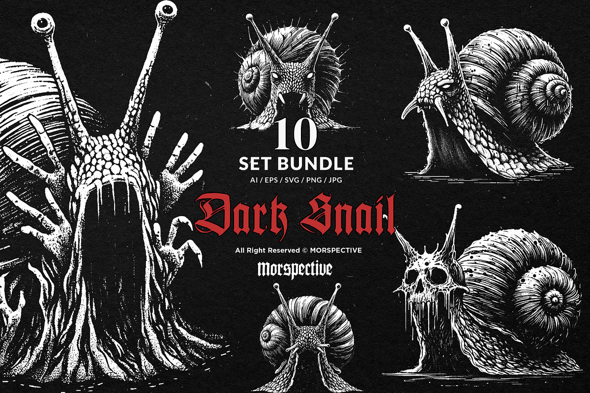 10 Bundle Dark Art Snail Mollusk, an Illustration by Morspective (Photo 1 of 7)