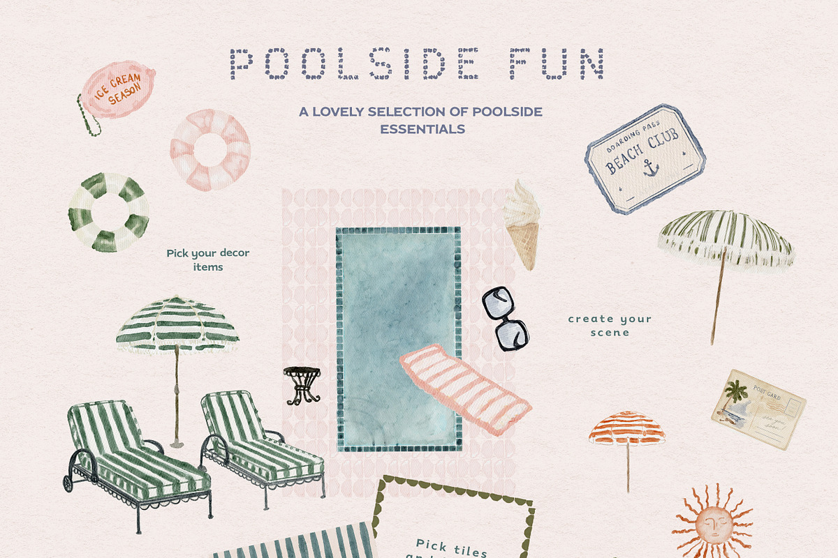 Hand Drawn Watercolor Summer Icons, an Object Graphic by Laras Wonderland (Photo 11 of 20)
