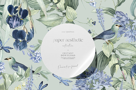 Mint Floral Luxury Paper Pack, a Pattern Graphic by paper aesthetic