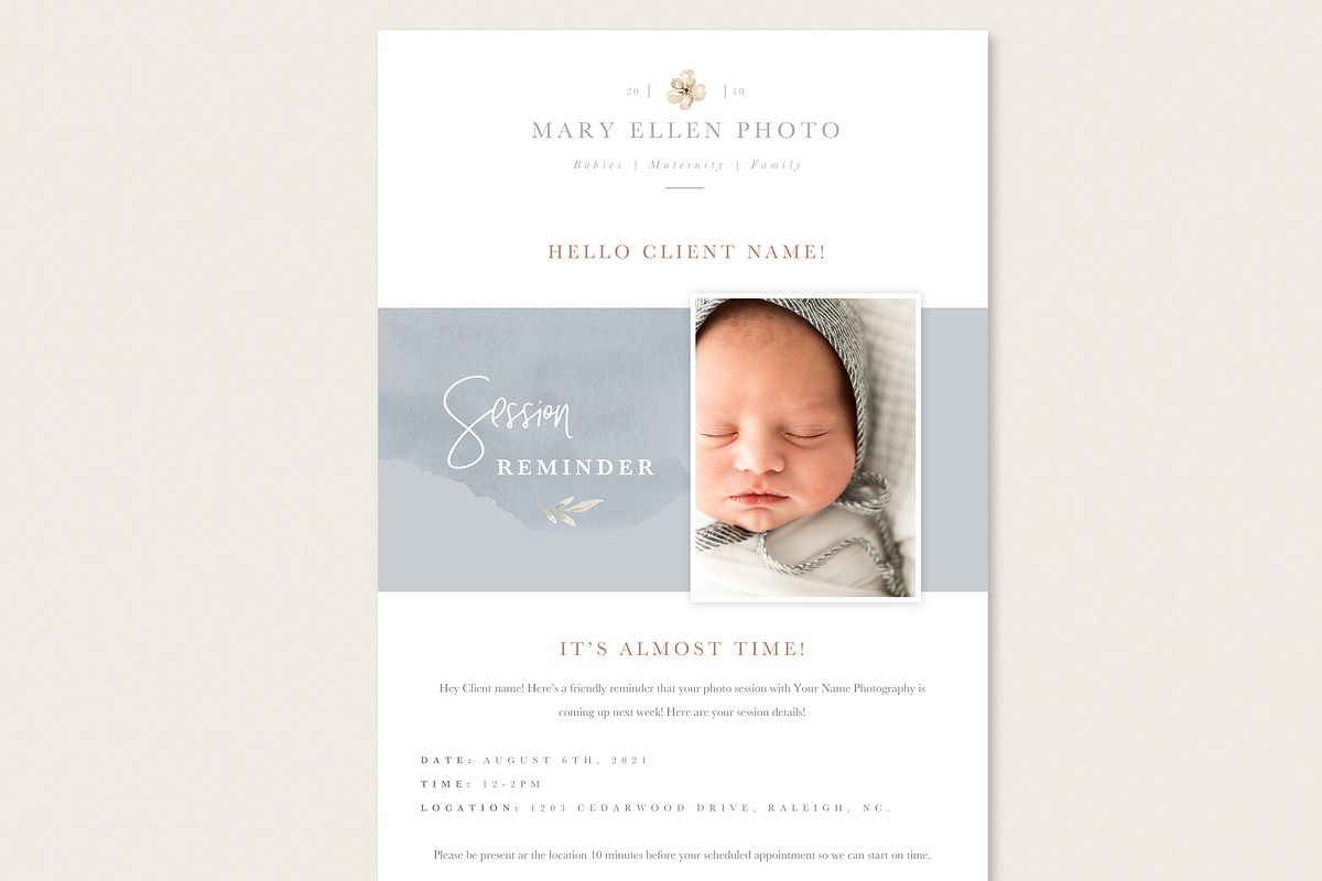 Session Reminder Email Template, an Email Template by By Stephanie Design