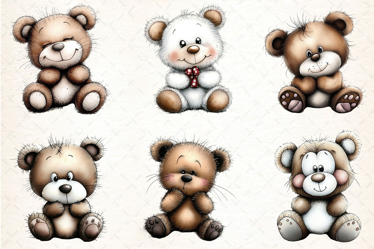 Cute Teddy Bear Emotions Clipart, an Illustration by DreamCafeArt (Photo 2 of 8)