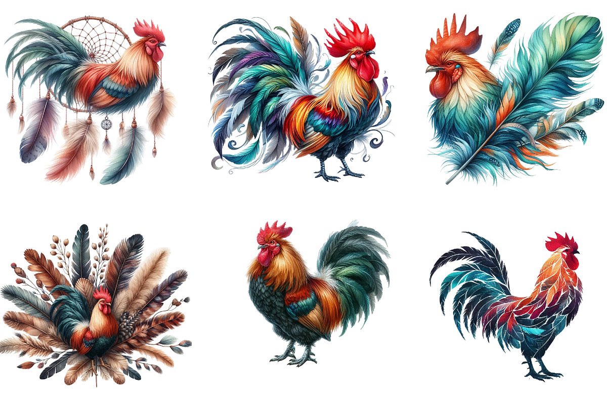 Colored Feathers Rooster Boho, an Illustration by DreamArtGraphic (Photo 7 of 7)