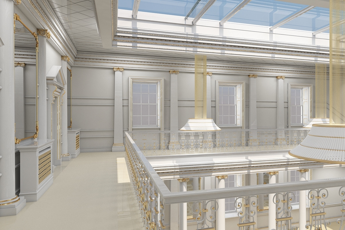 3Dmodel Grand Hall Lobby Staircase 2, an Architecture 3D Model by Giimann (Photo 4 of 16)