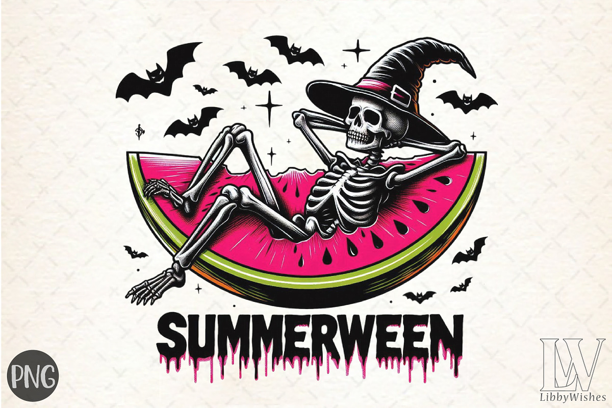 Summerween Skeleton, Halloween PNG, an Illustration by Libby Wishes (Photo 1 of 6)