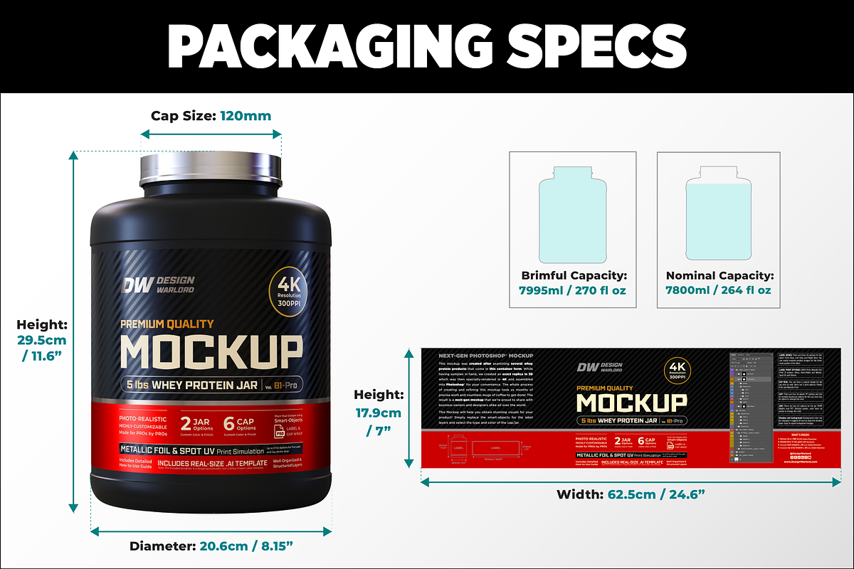 5lb Whey Protein Jar Mockup B1-Pro, a Packaging Mockup by Design Warlord (Photo 13 of 16)