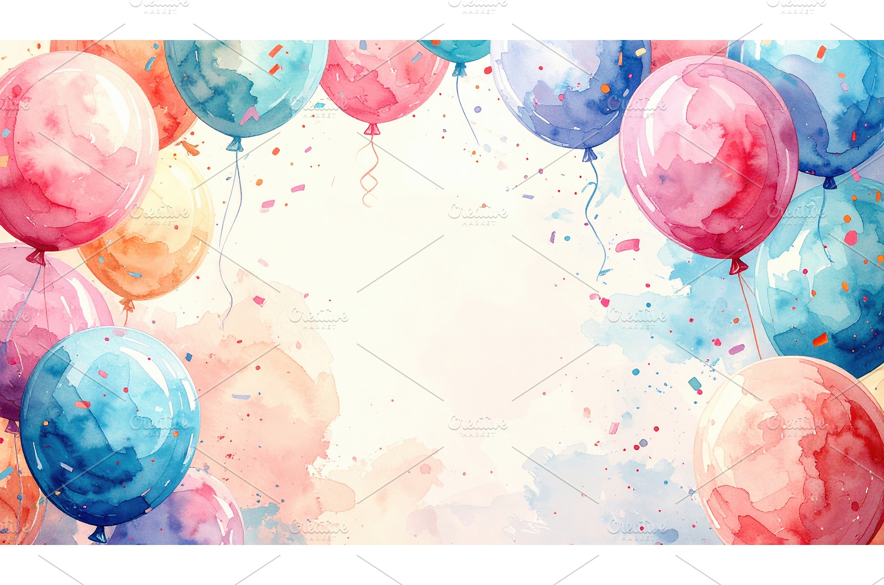 Watercolor balloons floating in, an Arts & Entertainment Photo by Igor Tichonow