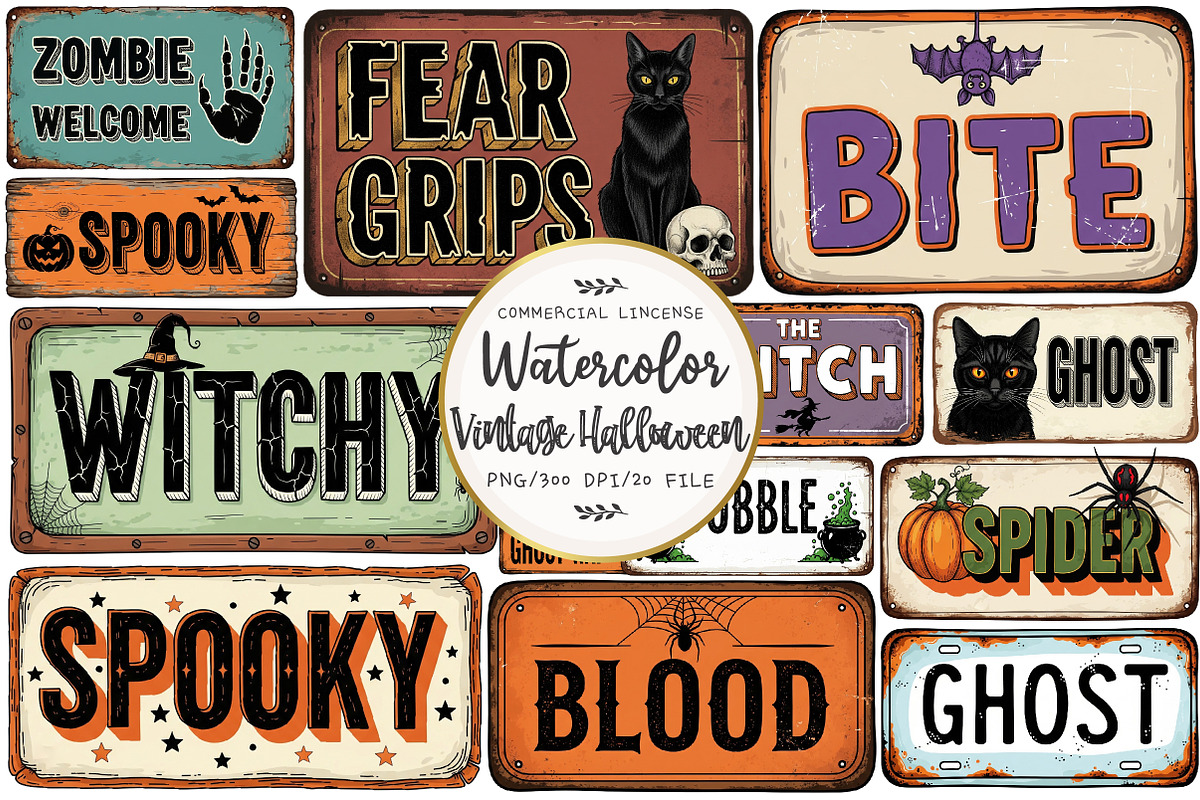 Vintage Rustic Halloween Sublimation, an Illustration by OK Design (Photo 1 of 4)