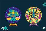 Zodiac sign icons. Hand drawn badges, a Seasonal Illustration by OLLYSWEATSHIRT DSGN INC. (Thumbnail 5 of 7)