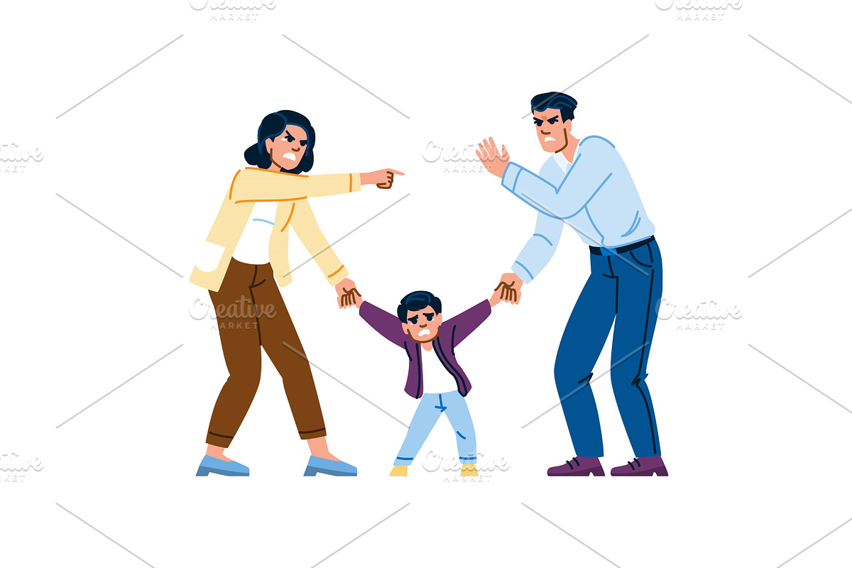 visitation divorce kid debate vector, a Person Illustration by pikepicture