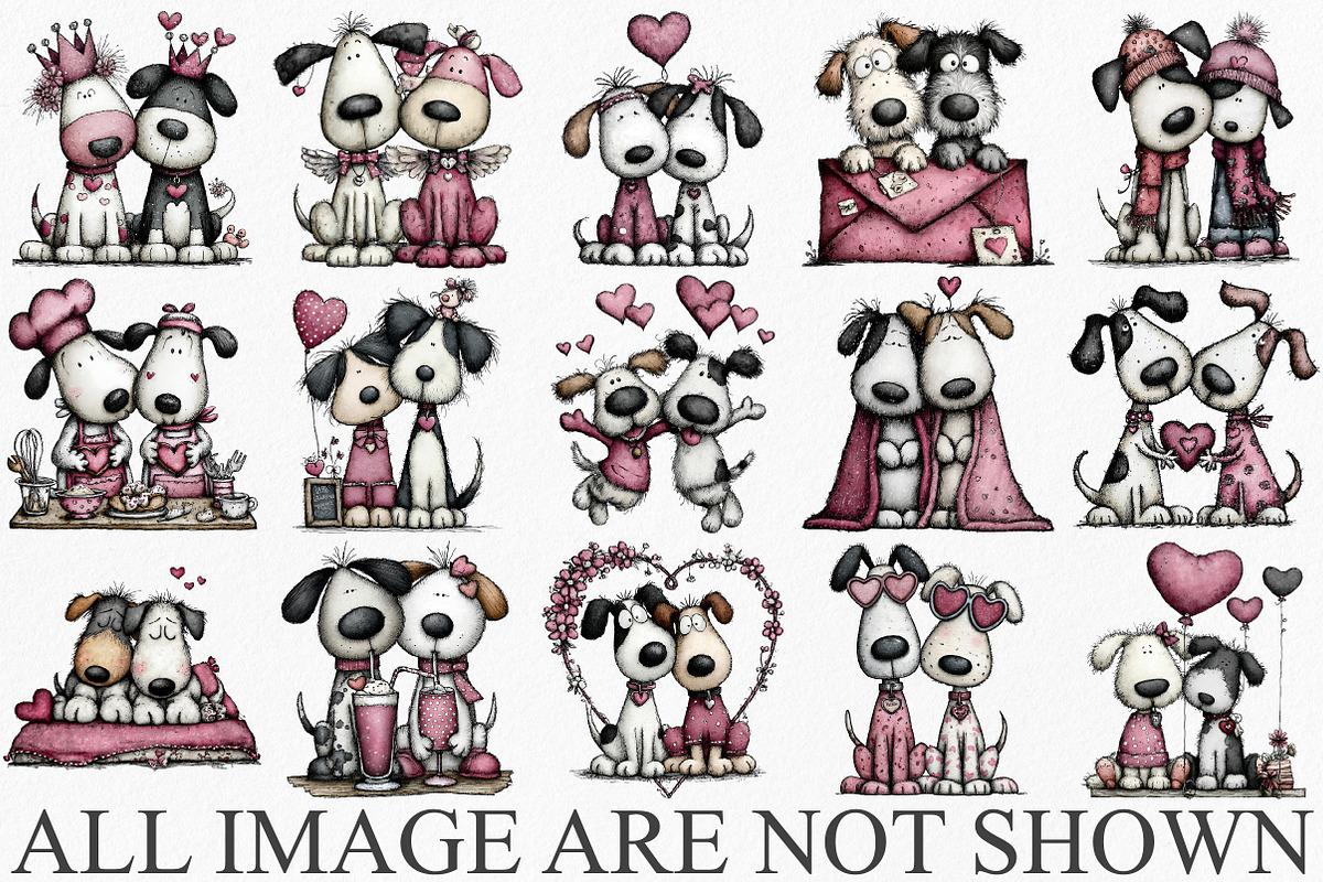 Watercolor Valentines Dog Clipart, an Illustration by Canvas Craft (Photo 3 of 6)