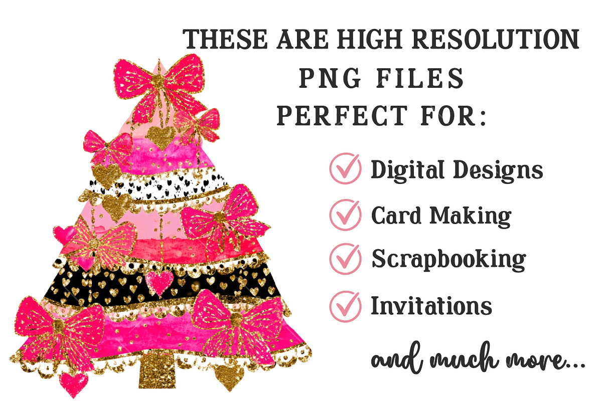 Coquette Christmas Tree Clipart, an Illustration by OK Design (Photo 4 of 6)