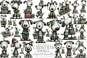 Whimsical Christmas Dogs Clipart, an Illustration by SinaCreation (Thumbnail 1 of 7)