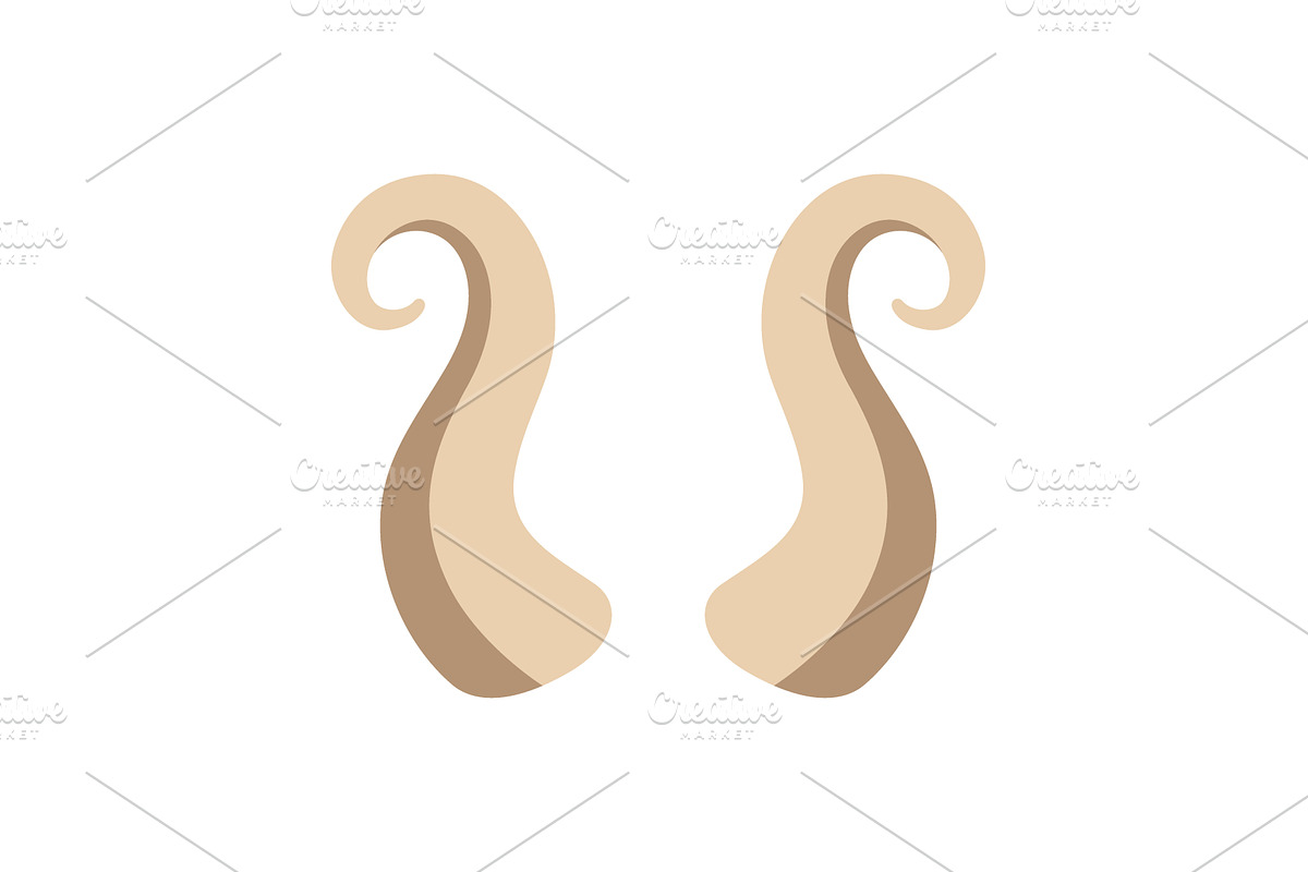 Ram horns with spiral tips. Flat, an Animal Illustration by GraphiShop