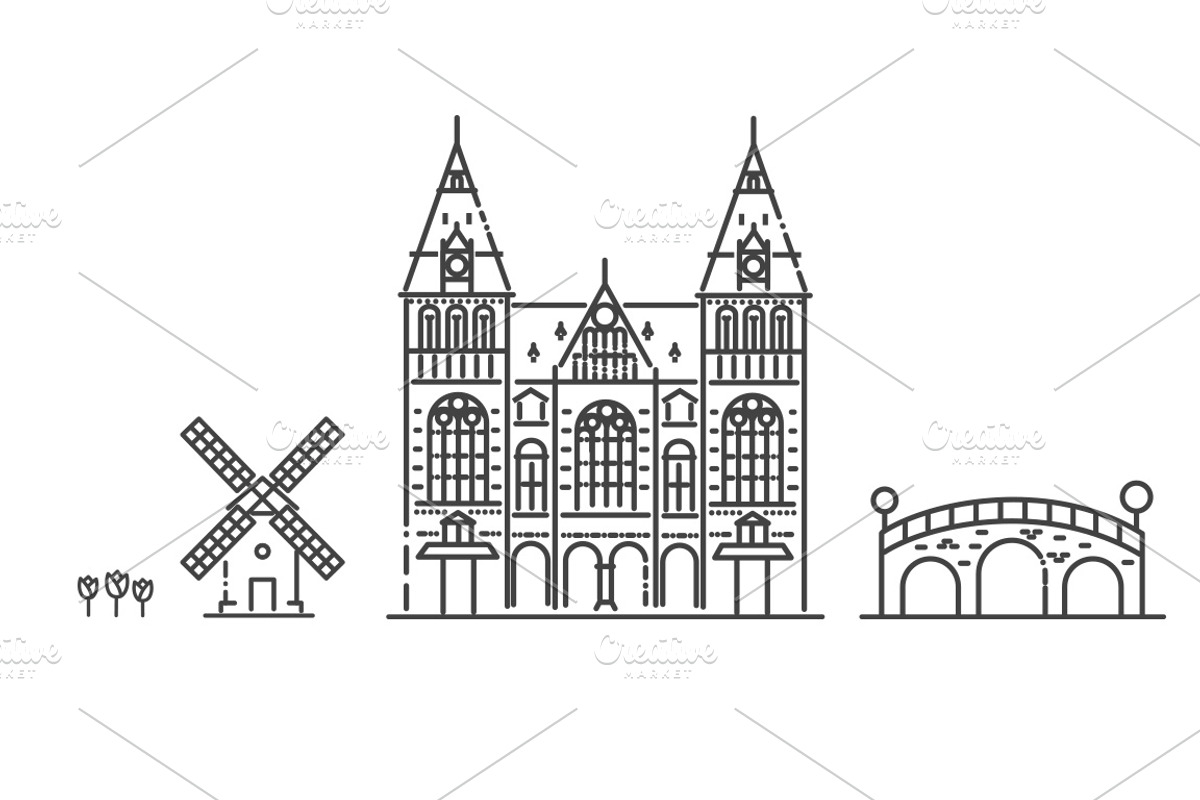 Amsterdam City Line Vector, a Work Illustration by Tettygreen (Photo 3 of 3)